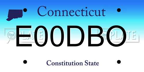 E00DBO Connecticut License Plate