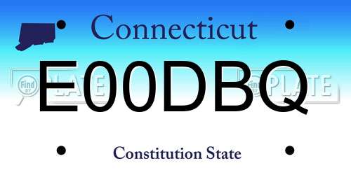 E00DBQ Connecticut License Plate