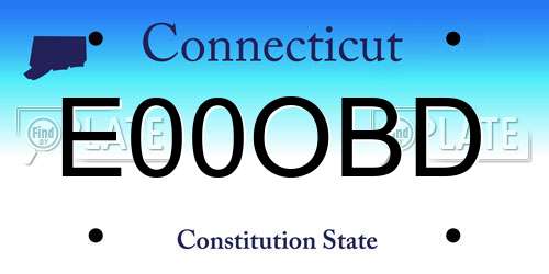 E00OBD Connecticut License Plate