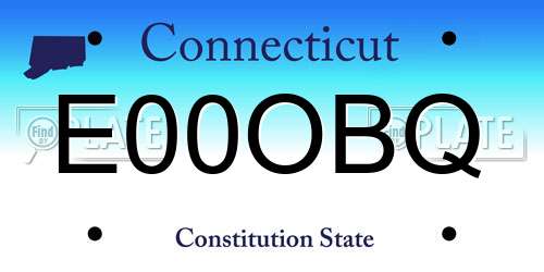 E00OBQ Connecticut License Plate