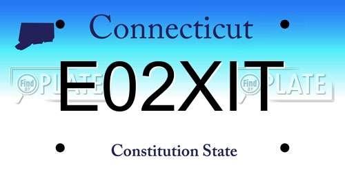 E02XIT Connecticut License Plate