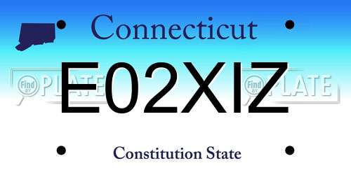 E02XIZ Connecticut License Plate