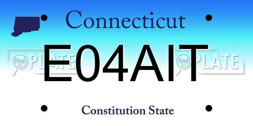 E04AIT Connecticut License Plate