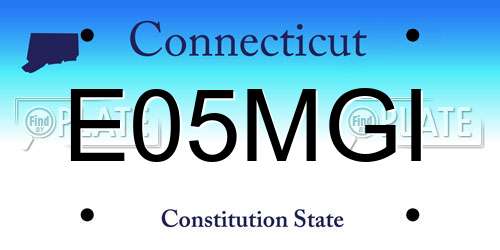 E05MGI Connecticut License Plate