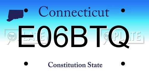 E06BTQ Connecticut License Plate