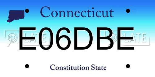 E06DBE Connecticut License Plate