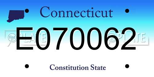 E070062 Connecticut License Plate
