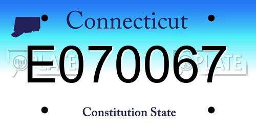 E070067 Connecticut License Plate
