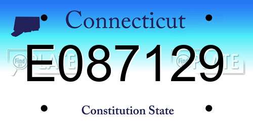E087129 Connecticut License Plate