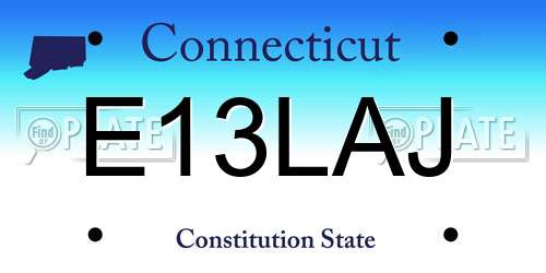 E13LAJ Connecticut License Plate