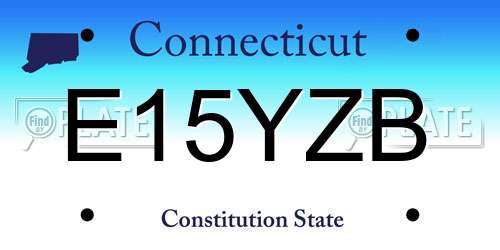 E15YZB Connecticut License Plate