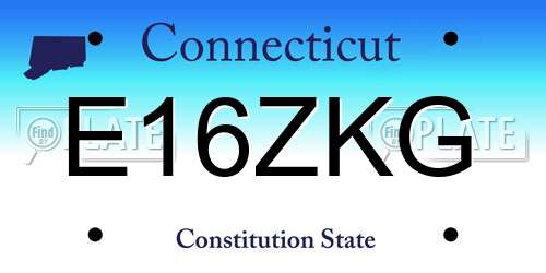 E16ZKG Connecticut License Plate