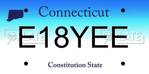 E18YEE Connecticut License Plate