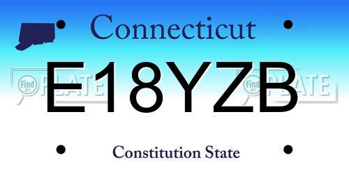 E18YZB Connecticut License Plate