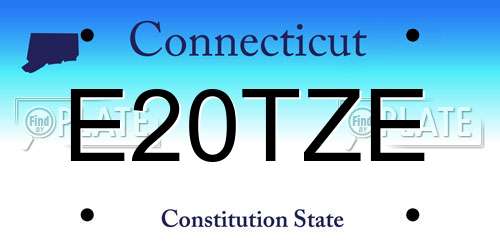 E20TZE Connecticut License Plate