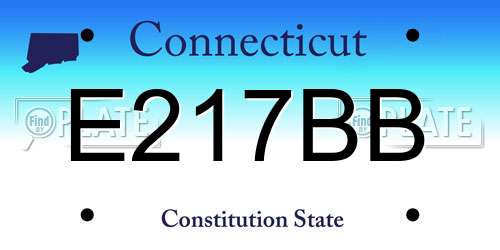 E217BB Connecticut License Plate
