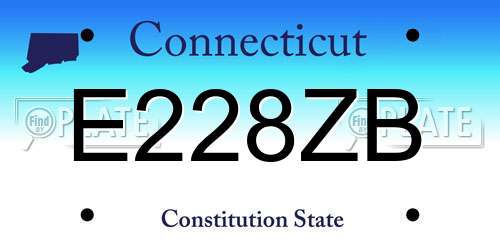E228ZB Connecticut License Plate
