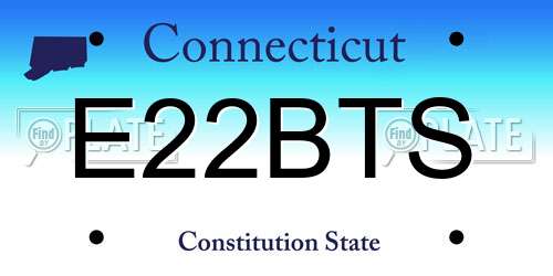 E22BTS Connecticut License Plate