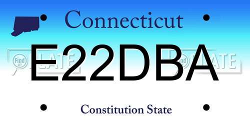 E22DBA Connecticut License Plate