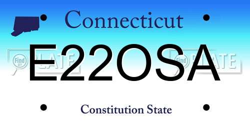 E22OSA Connecticut License Plate