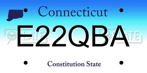 E22QBA Connecticut License Plate