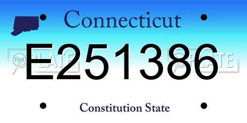 E251386 Connecticut License Plate
