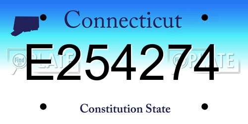 E254274 Connecticut License Plate