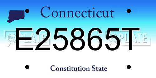 E25865T Connecticut License Plate