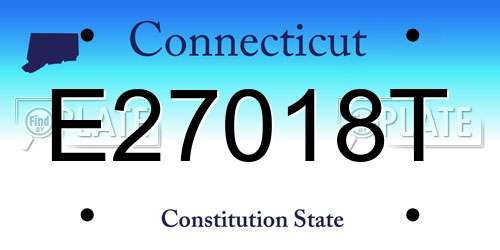 E27018T Connecticut License Plate