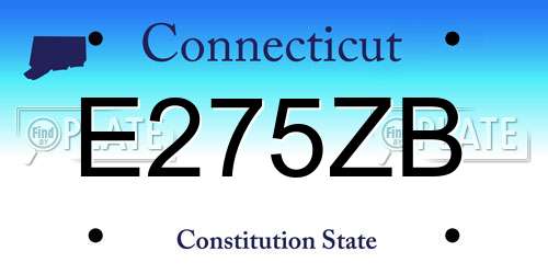 E275ZB Connecticut License Plate