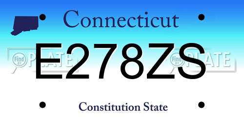 E278ZS Connecticut License Plate