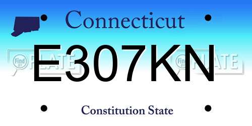 E307KN Connecticut License Plate