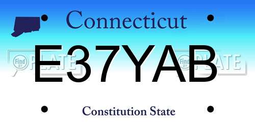 E37YAB Connecticut License Plate