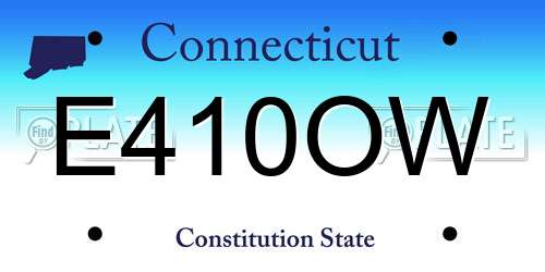E410OW Connecticut License Plate