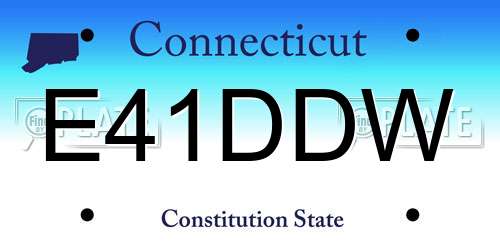 E41DDW Connecticut License Plate