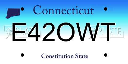 E42OWT Connecticut License Plate