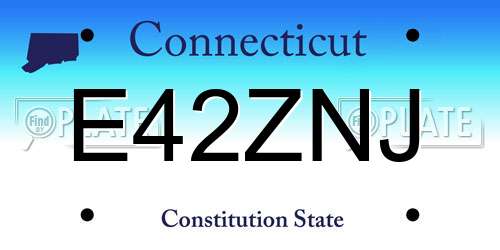 E42ZNJ Connecticut License Plate
