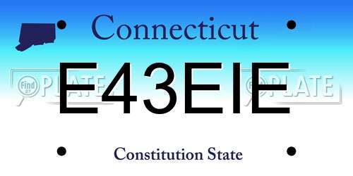 E43EIE Connecticut License Plate