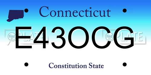E43OCG Connecticut License Plate