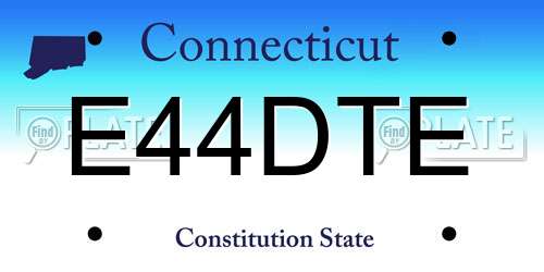 E44DTE Connecticut License Plate
