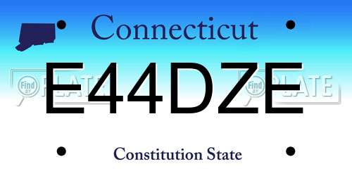 E44DZE Connecticut License Plate