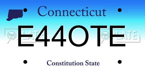 E44OTE Connecticut License Plate