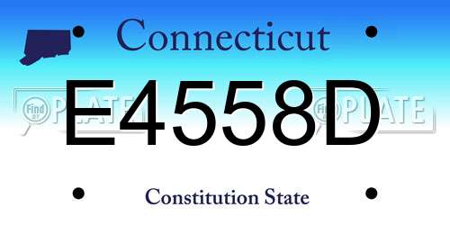 E4558D Connecticut License Plate