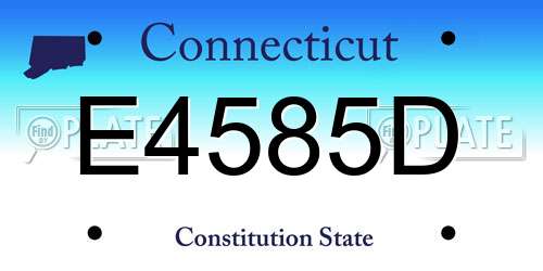 E4585D Connecticut License Plate