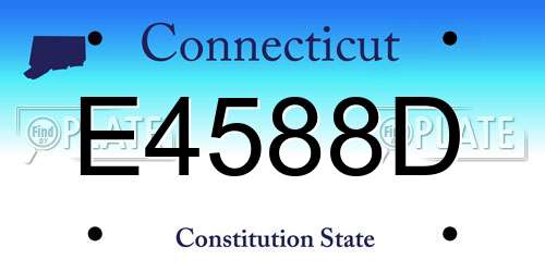 E4588D Connecticut License Plate