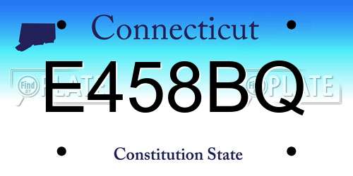 E458BQ Connecticut License Plate
