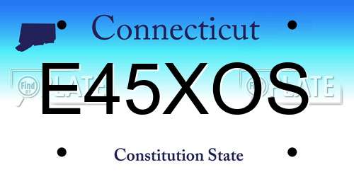 E45XOS Connecticut License Plate