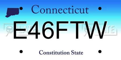 E46FTW Connecticut License Plate