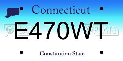 E470WT Connecticut License Plate