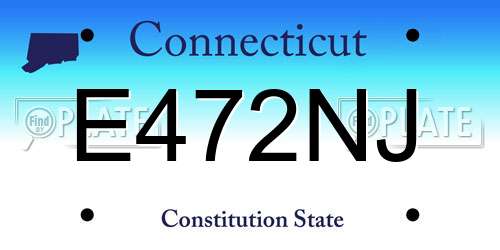 E472NJ Connecticut License Plate